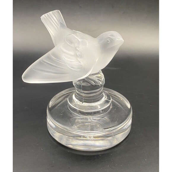 Lalique Crystal Nightingale Frosted Paperweight Sparrow Bird Used - Picture 1 of 11